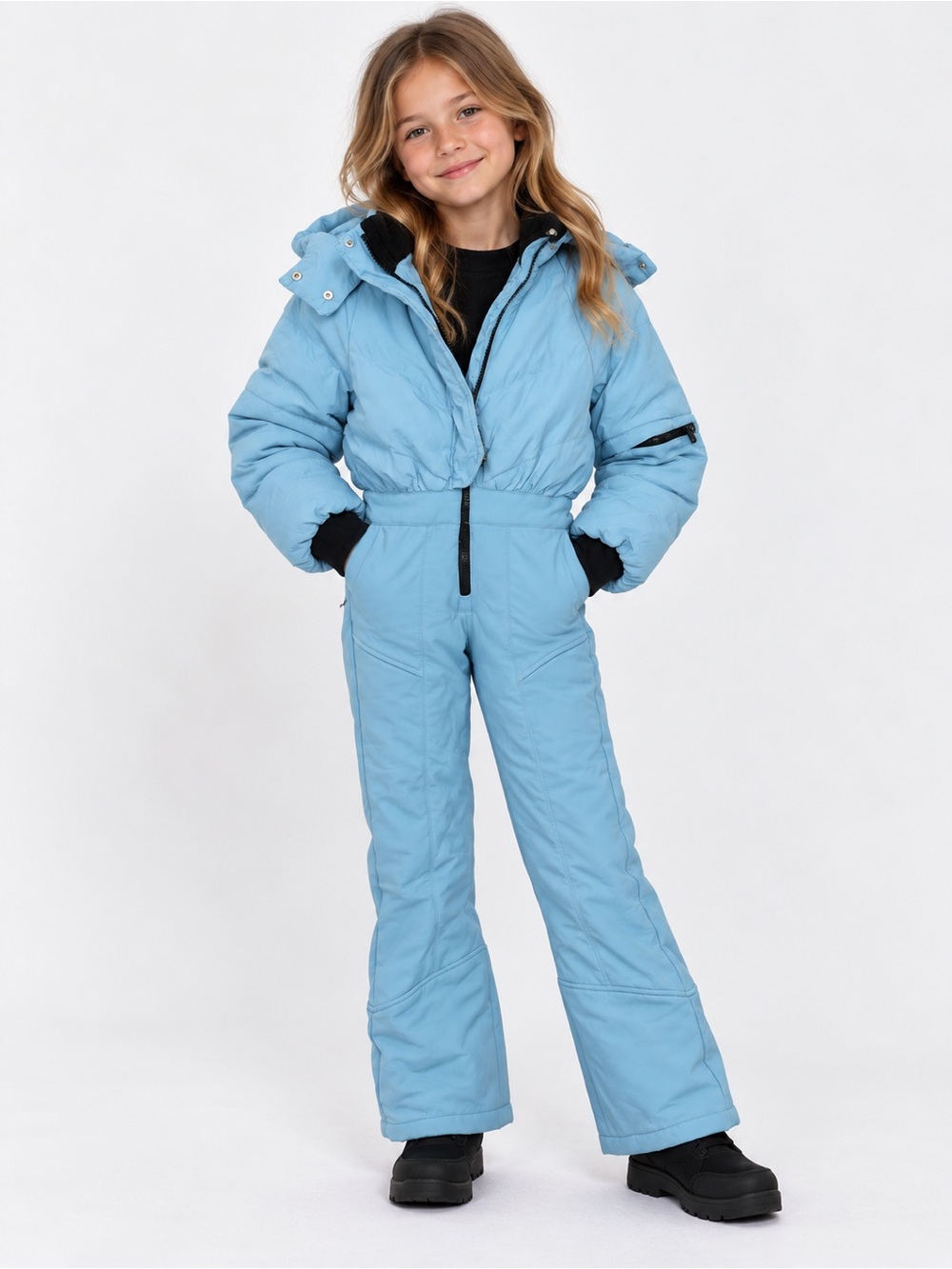 Zara Kids Blue One Piece Ski Suit Snowsuit Jumpsuit Winter Snow Size 8-9 Years